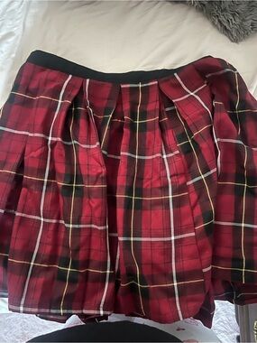 Hot Topic Red Plaid Midi Skirt